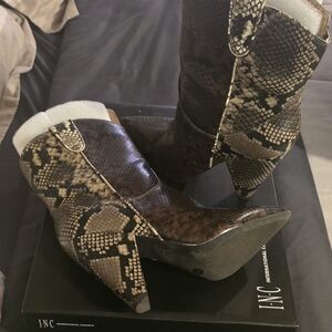 INC International Concepts Women's Snakeskin Ankle Boots - Brown